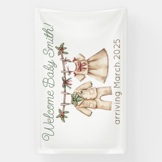 クリスマスベビーシャワー性別がバナーを明らかにする 横断幕 (縦)