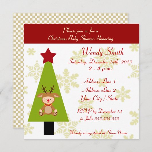 クリスマスベビーシャワー招待状カード 招待状 (正面/裏面)