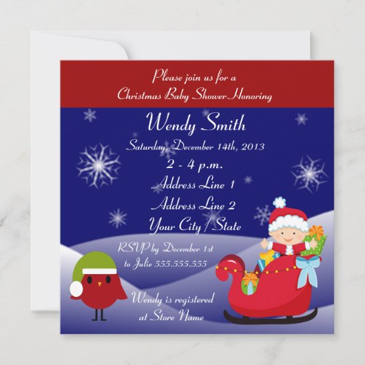 クリスマスベビーシャワー招待状カード 招待状 (正面)