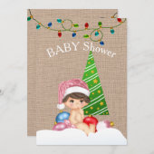 クリスマスベビーシャワー招待状ガール 招待状 (正面/裏面)