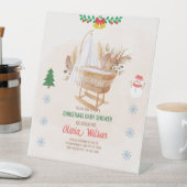 クリスマスベビーシャワー招待状ベージュとブラウン 台座サイン (インサイチュ)