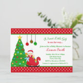 クリスマスベビーシャワー招待状ボーイサンタクロース 招待状 (スタンド正面)