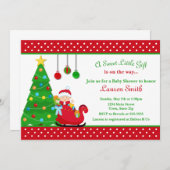 クリスマスベビーシャワー招待状ボーイサンタクロース 招待状 (正面/裏面)