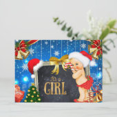 クリスマスベビーシャワー招待状ヴィンテージベビーガール 招待状 (スタンド正面)