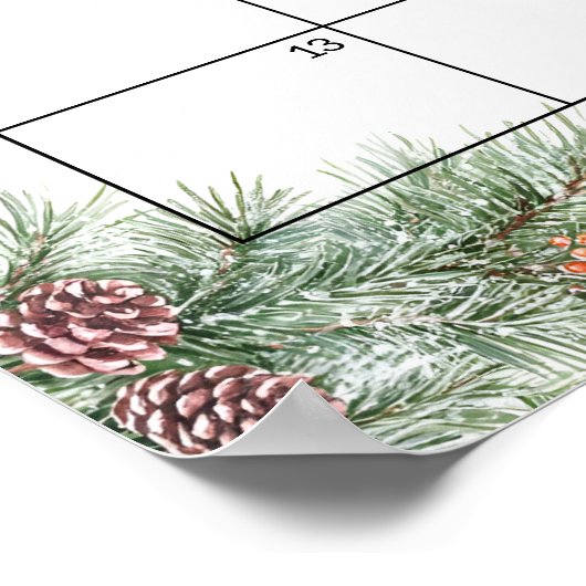 クリスマスベビーシャワー推定期日カレンダー ポスター (角)