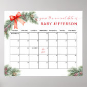 クリスマスベビーシャワー推定期日カレンダー ポスター (正面)