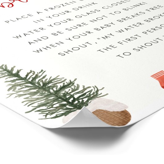 クリスマスベビーシャワー私の水がゲームのサインを壊した ポスター (角)