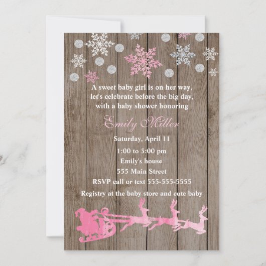 クリスマスベビーシャワー素朴招待状 招待状 (正面)