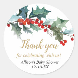 クリスマスベビーシャワー緑の赤い金ゴールド ラウンドシール