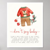 クリスマスベビーシャワー言わないベビーゲームサイン ポスター (正面)