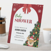 クリスマスベビーシャワー赤と白招待状 台座サイン (インサイチュ)