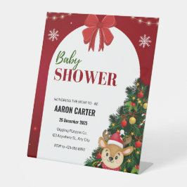 クリスマスベビーシャワー赤と白招待状 台座サイン