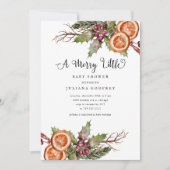 クリスマスベビーシャワー | Winter Botanical 招待状 (正面)