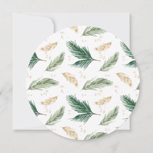 クリスマスベビーシャーブランチ緑の金ゴールドリース 招待状 (裏面)