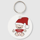 クリスマスベビーストッキングキャップTシャツとギフト キーホルダー (正面)