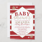 クリスマスベビーストライプのシャワー招待状 招待状 (正面)