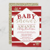 クリスマスベビーストライプのシャワー招待状 招待状 (正面/裏面)