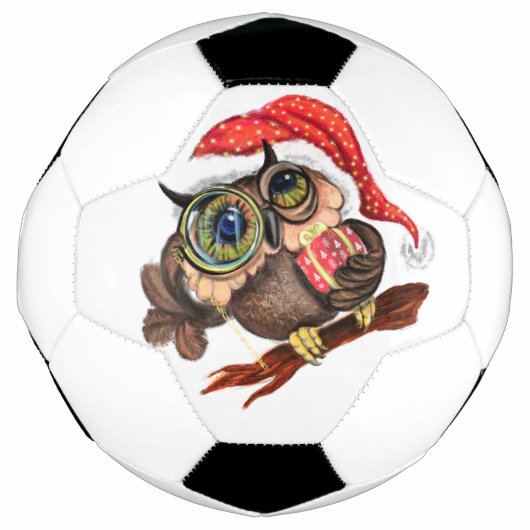 クリスマスベビーハットのサッカーボールギフトでかわいいフクロウ サッカーボール (正面)