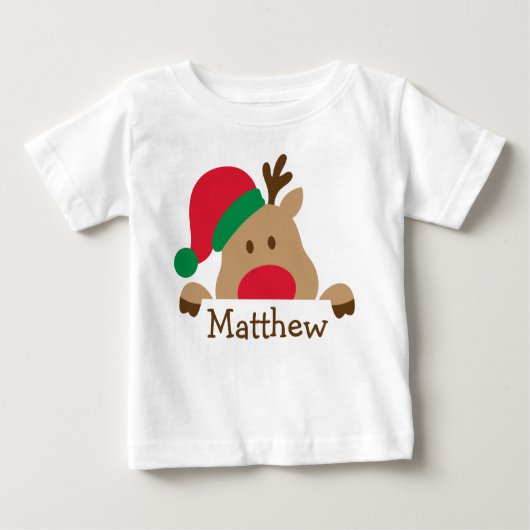 クリスマスベビーパーソナライズされたトナカイKid Tシャツ (正面)
