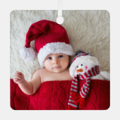 クリスマスベビーフォト誕生の状態 メタルオーナメント (正面)