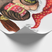 クリスマスベビーフクロウとギフトラッピング紙 ラッピングペーパー (角)