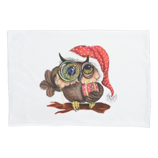クリスマスベビーフクロウ(ギフト枕ケース) 枕カバー (正面)