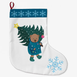 クリスマスベビーベア クリスマスツリー 雪の結晶 ラージクリスマスストッキング