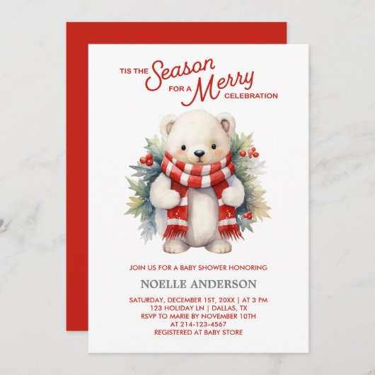 クリスマスベビーベイビーシャワー招待状 招待状 (正面/裏面)