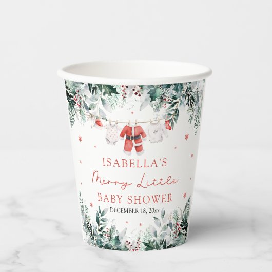 クリスマスベビーメリー衣小児シャワー 紙コップ (正面)