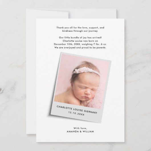 クリスマスベビー写真の誕生発表 シーズンカード (裏面)