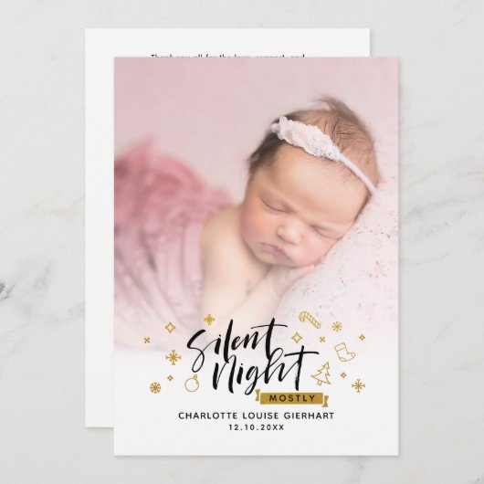 クリスマスベビー写真の誕生発表 シーズンカード (正面/裏面)