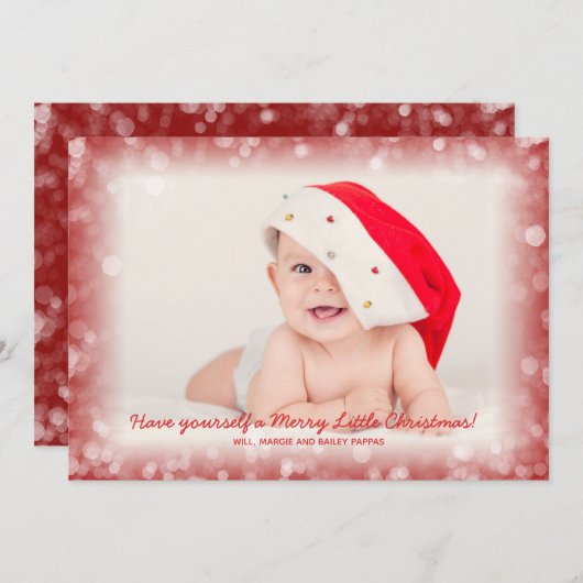 クリスマスベビー写真誕生のお知らせ シーズンカード (正面/裏面)