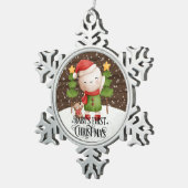 クリスマスベビー初めてのクリスマス雪だるまオーナメント スノーフレークピューターオーナメント (右)