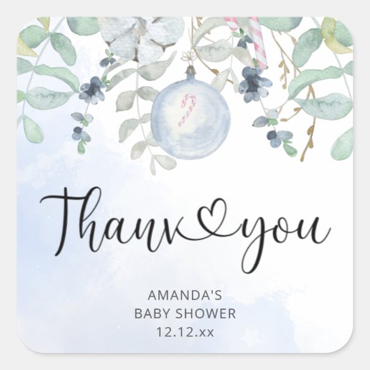 クリスマスベビー外は寒い スクエアシール (正面)