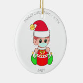 クリスマスベビー小妖精や小人と顔マスク セラミックオーナメント (右)