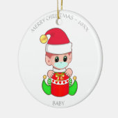 クリスマスベビー小妖精や小人と顔マスク セラミックオーナメント (左)
