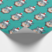 クリスマスベビー帽子とハッピークリスマフクロウ ラッピングペーパー (角)