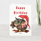 クリスマスベビー帽子誕生日カードのかわいいフクロウ カード (裏面)