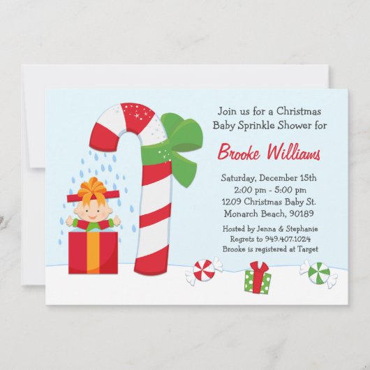 クリスマスベビー散水シャワー招待状 招待状 (正面)