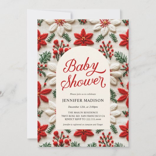 クリスマスベビー男女兼用シャワー招待状 招待状 (正面)