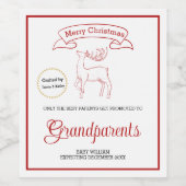 クリスマスベビー発表の祖父の親が作った ワインラベル (シングルラベル)