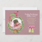 クリスマスベビー誕生のお知らせモダン シーズンカード (正面)