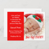クリスマスベビー誕生発表写真 ポストカード (正面/裏面)