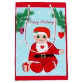 クリスマスベビー、ハートと松 ミディアムペーパーバッグ (正面)