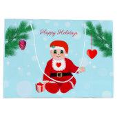 クリスマスベビー、ハートと松 ラージペーパーバッグ (裏面)