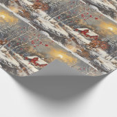 クリスマスベビーFAWNウィンターレッドコテージ ラッピングペーパー (角)