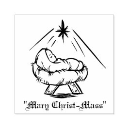 クリスマスベビーJesus in Manger "Mary Christ-Mass" ラバースタンプ