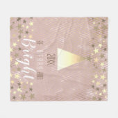 クリスマスベメリーアと明るいバラ金ゴールド フリースブランケット (正面(横))