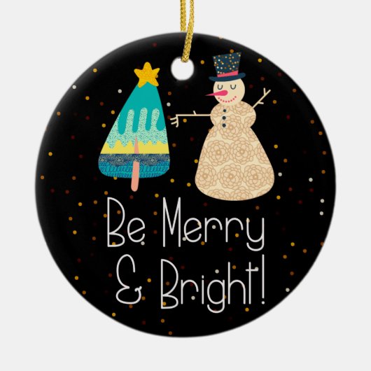 クリスマスベメリー&ブライト雪だるまツリーオーナメント セラミックオーナメント (正面)