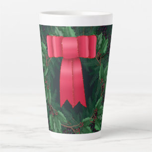 クリスマスベリーとパインブランチリース カフェラテマグ